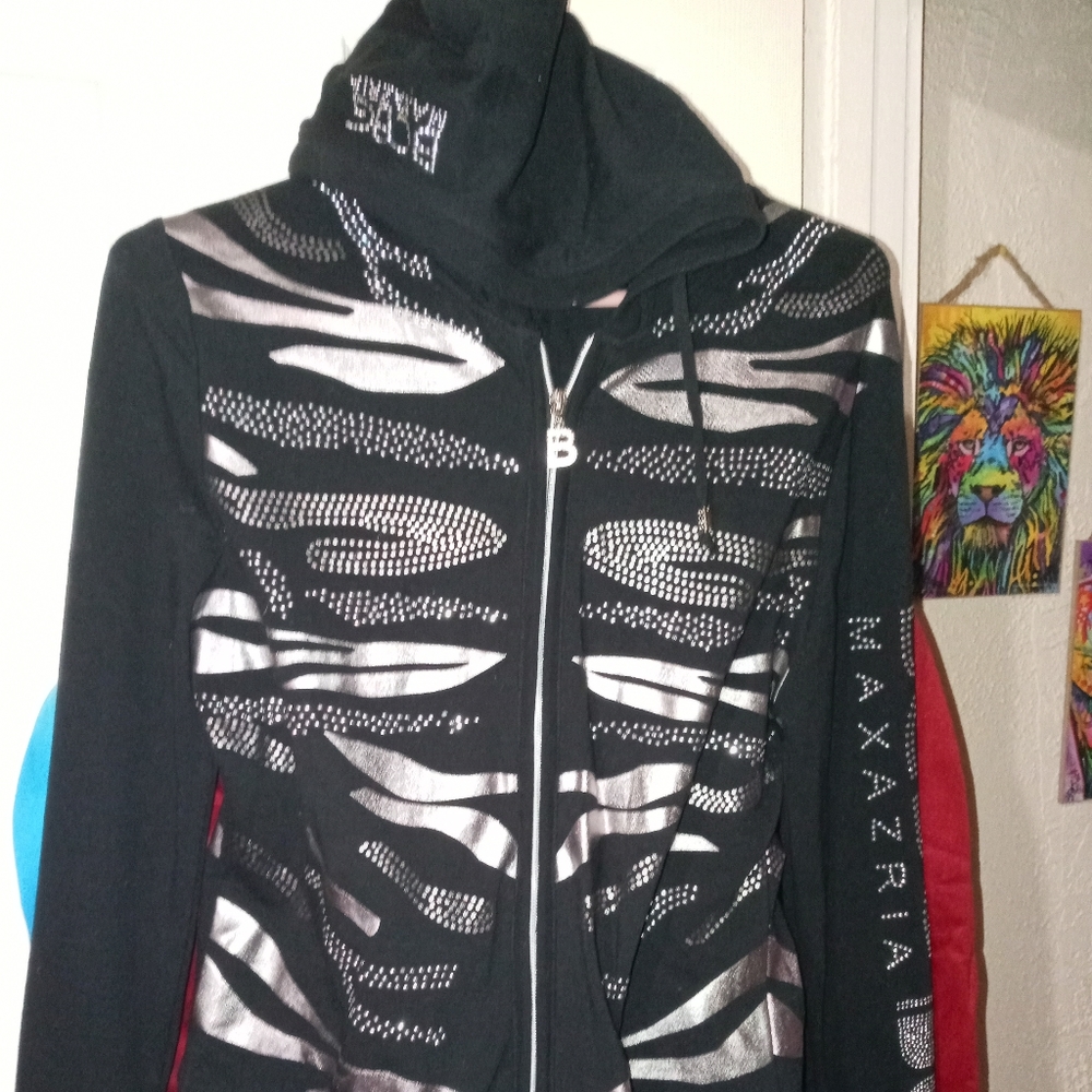 Bcbgmaxazria metallic zebra hoodie